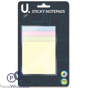 U. Assorted Sticky Note Pads 4 Pack