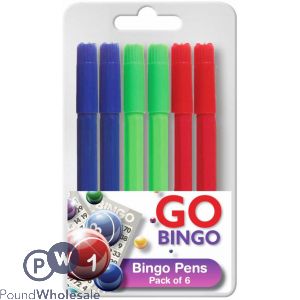 Go Bingo Assorted Colour Bingo Pens 6 Pack