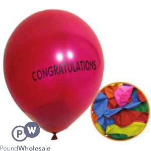 "congratulations" Assorted Colours Balloons 12 Pack