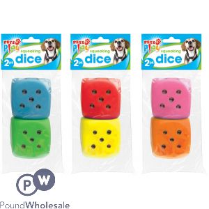 PETS PLAY SQUEAKING DICE DOG TOY 2 PACK
