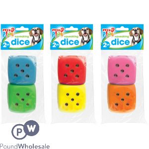 Pets Play Squeaking Dice Dog Toy 2 Pack