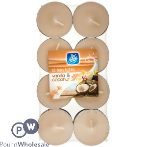 PAN AROMA COLOUR TEA LIGHTS VANILLA &amp; COCONUT 16-PACK