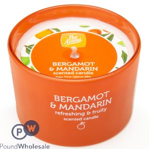 PAN AROMA BERGAMOT &amp; MANDARIN SCENTED COLOURED JAR CANDLE 85G