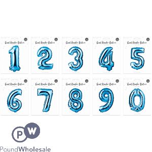 Pop Blue Foil Number Balloon 65cm Assorted