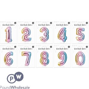 POP MULTICOLOURED FOIL NUMBER BALLOON 65CM ASSORTED