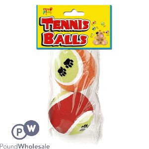 PETS PLAY TENNIS BALLS DOG TOYS 2 PACK