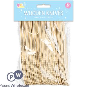 POP DISPOSABLE WOODEN KNIVES 50 PACK