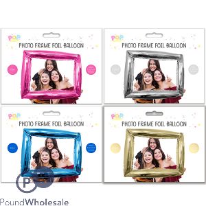 Pop Metallic Giant Photo Frame Foil Balloon 87cm X 73cm Assorted Colours