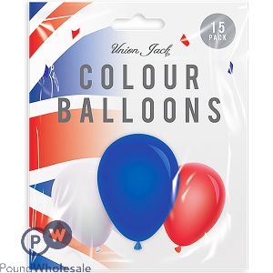 Pop Union Jack Solid Colour Balloons 15 Pack