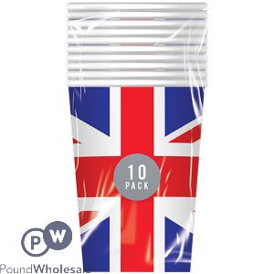 Pop Union Jack Printed Paper Cups 270ml 10 Pack