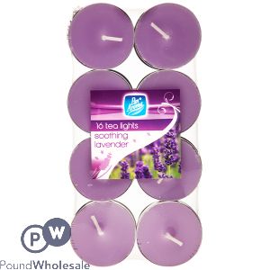 PAN AROMA SOOTHING LAVENDER TEA LIGHT CANDLES 16 PACK