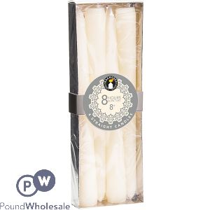 WAXWORKS WHITE 8 HOUR STRAIGHT CANDLE 8&quot; 4 PACK