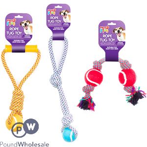 Pets Play Large Rope Tennis Ball Dog Toy Assorted