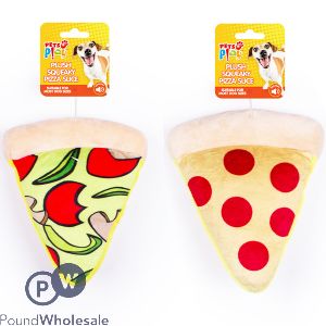 Pets Play Plush Squeaky Pizza Slice Dog Toy Assorted