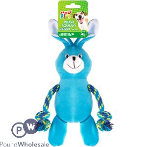 Pets Play Plush Squeaky Rabbit With Rope Dog Toy