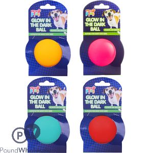 PETS PLAY GLOW IN THE DARK DOG BALL ASSORTED COLOURS