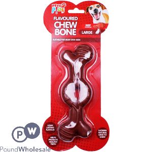 PETS PLAY MEAT FLAVOURED DOG CHEW BONE LARGE ASSORTED