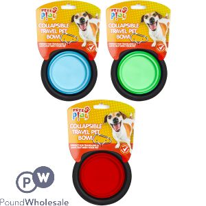 Pets Play Collapsible Travel Pet Bowl Assorted Colours
