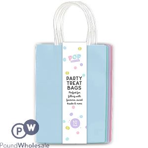 Pop Pastel Paper Party Treat Bags 10 Pack Assorted Colours