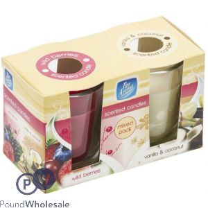 PAN AROMA GLASS POT CANDLE VERY BERRY AND VANILLA &amp; COCONUT DOUBLE PACK 