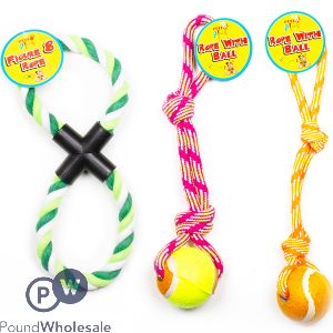 PETS PLAY ROPE WITH BALL &amp; FIGURE OF 8 ASSORTED