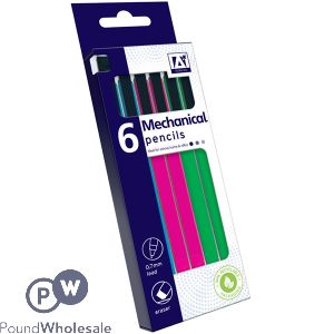 MECHANICAL PENCILS ASSORTED COLOURS 6 PACK