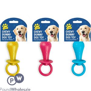 Kingdom Rubber Chewy Dummy Dog Toy Assorted Colours