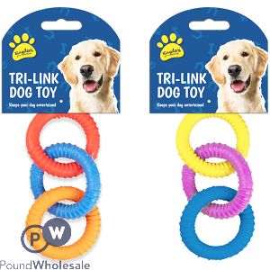 Kingdom Rubber Ring Tri-link Dog Toy Assorted Colours