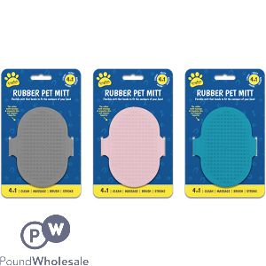 Kingdom 4-In-1 Rubber Pet Mitt Assorted Colours