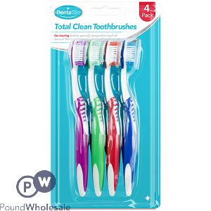 Dentaglo Assorted Colour Total Clean Toothbrushes 4 Pack