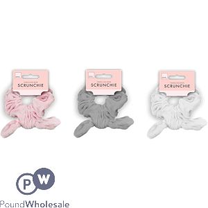 Forever Beautiful Toweling Bow Scrunchie Assorted Colours