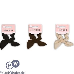 Forever Beautiful Textured Fabric Scrunchie With Bow Assorted Colours