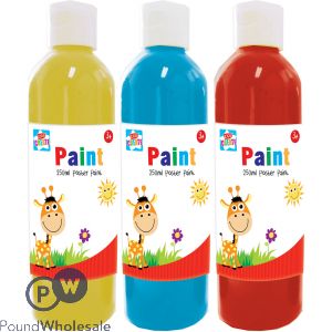 Kids Create Poster Paints 250ml In CDU 3 Assorted Colours