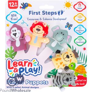 First Steps Animal Hand Puppets Baby Bath Toys 5 Pack