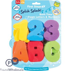 First Steps Assorted Colour Bath Time Foam Letters & Numbers 36 Pack