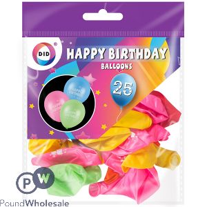 DID Happy Birthday Balloons Assorted 25 Pack