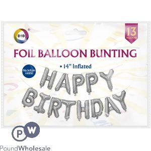 Did 14" Silver Foil Balloon Bunting Set 13pc