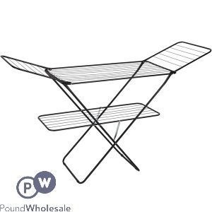 Royalford Black Stainless Steel 2-tier Foldable Clothes & Laundry Airer