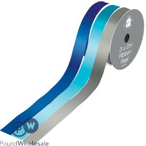 GIFTMAKER BLUE ASSORTED COLOURS RIBBON REEL 3 X 2M