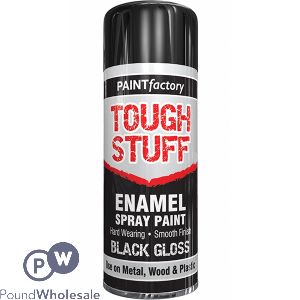 Paint Factory Tough Stuff Enamel Spray Paint Black Gloss 400ml