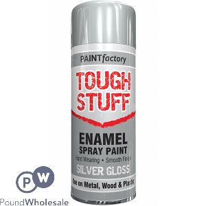 Paint Factory Tough Stuff Enamel Spray Paint Silver Gloss 400ml