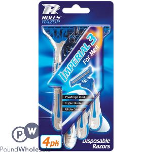 Rolls Razor Imperial 3 For Men Disposable Razors 4 Pack