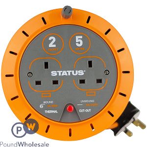 STATUS 2-GANG 13AMP EXTENSION CABLE REEL 5M