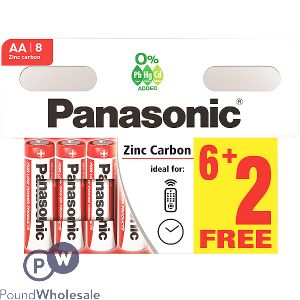 Panasonic Zinc Carbon R6rz/8hh Aa Batteries 8 Pack