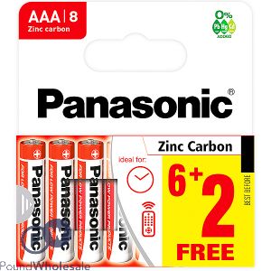 PANASONIC ZINC CARBON R03RZ/8HH AAA BATTERIES 8 PACK