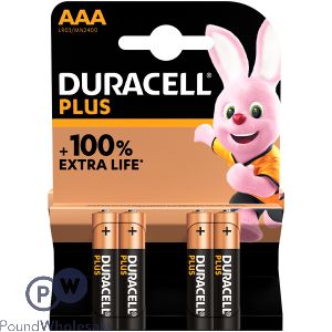 DURACELL PLUS 100% EXTRA LIFE LR03/MN2400 1.5V AAA BATTERIES 4 PACK