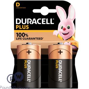 DURACELL PLUS LR20/MN1300 D 1.5V BATTERIES 2 PACK