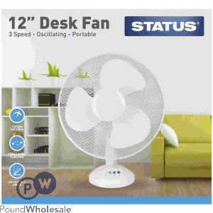 STATUS OSCILLATING 12&quot; WHITE DESK FAN 