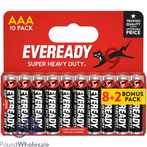 Eveready Super-Heavy Duty AAA Carbon Zinc Batteries 10 Pack