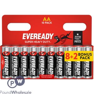 Eveready Super Heavy Duty AA Zinc Carbon Batteries 10 Pack